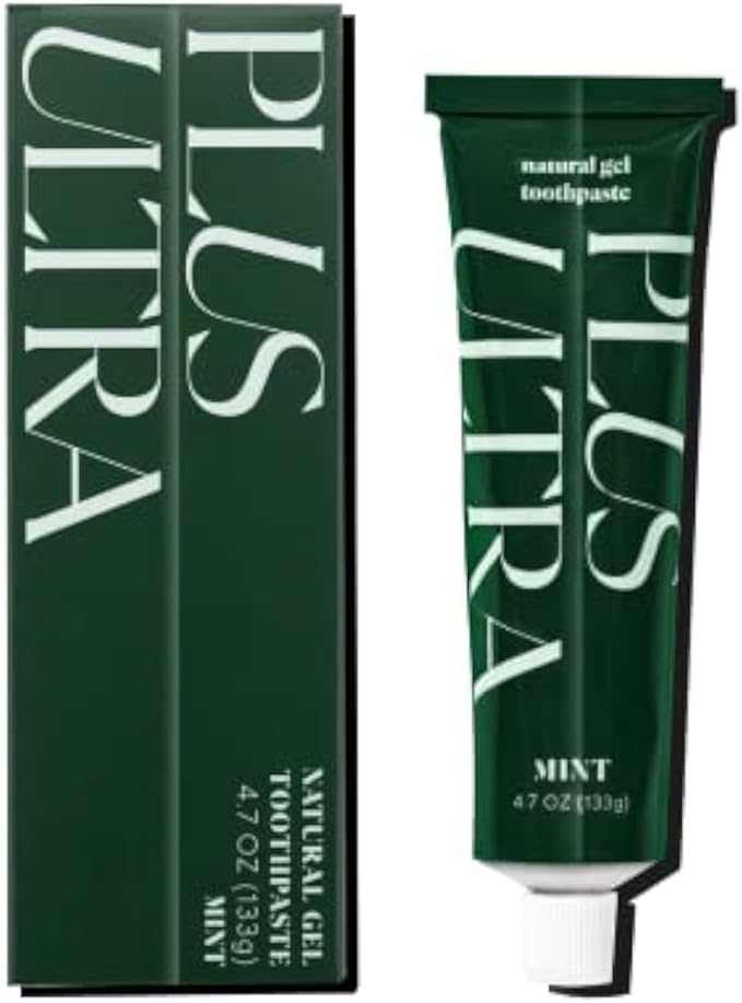 Plus Ultra Organic Fluoride-Free Gel Toothpaste in Aluminum Tube | Eco-Friendly, SLS Free | Made with Aloe, Peppermint, Bamboo Extract | for Sensitivity & Whitening | Made in USA, 4.7oz (Pack of 1)-Ruum Studio Home