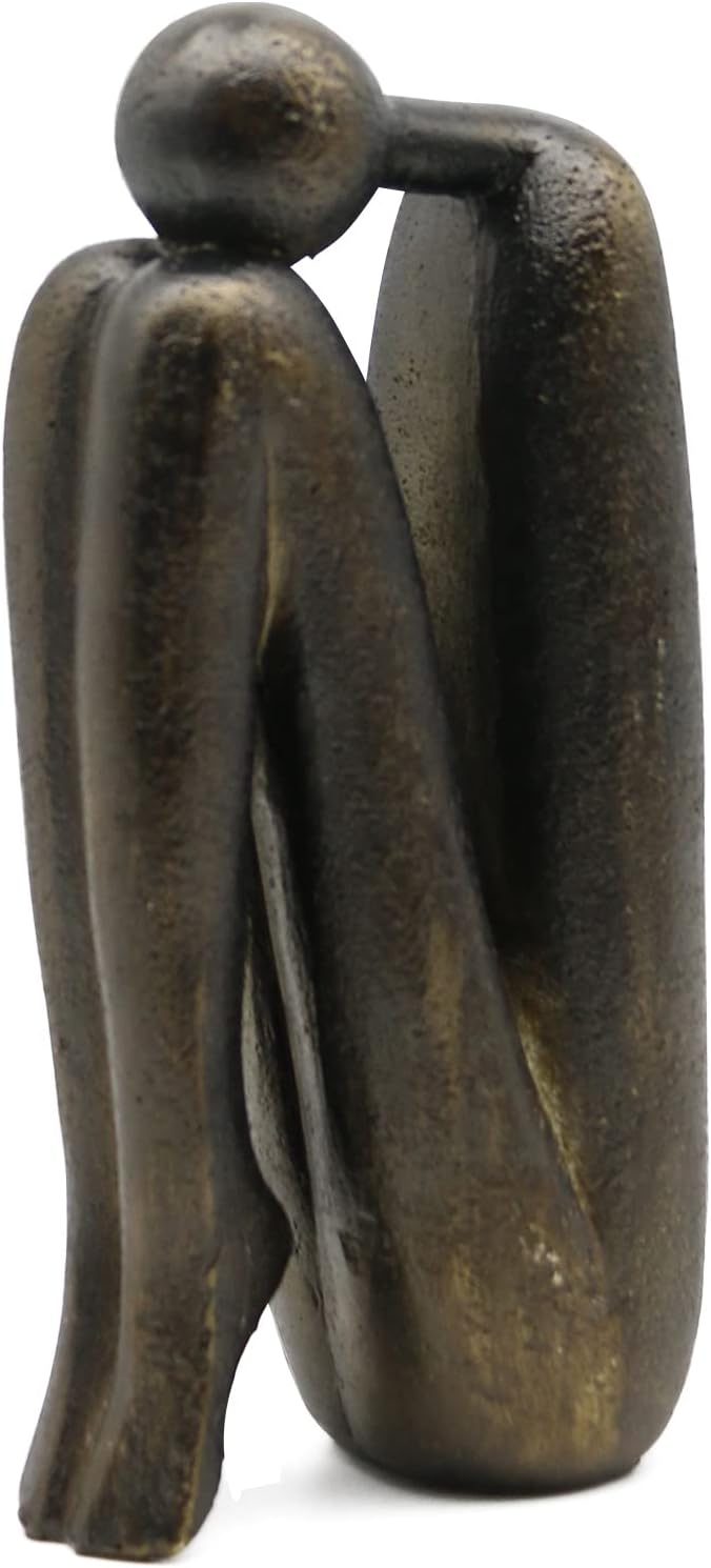 Lukitas Thinker Decorative Bookends, Non-Slip Book Holder, Book Ends for Shelves Living Room Office Home Decor, Resin, 1Pair/2Piece 9''-Ruum Studio Home