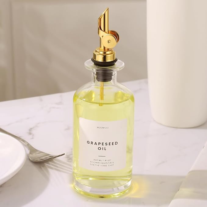 Molimoli Glass Oil Dispenser Bottle for Kitchen, Weighted Pourer, Olive Oil Cruet | 350ml, Set of 1-Ruum Studio Home