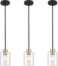 Black Brass Pendant Lights Kitchen Island - Clear Glass Pendant Light Fixture Multiple Stems Rods 3 Units 12 Inch 3 Units 4 Inch (3 Pack Black Brass Downrod)-Ruum Studio Home