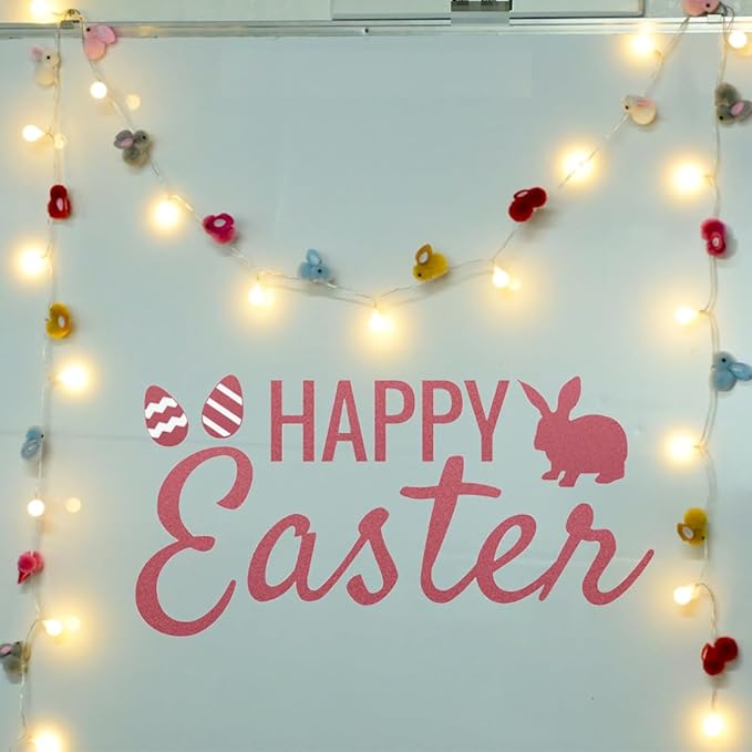 9.85Ft Easter Decor String Lights with Timer 20 Rabbit Shaped Pompoms 20 Ball LED Garland Battery Operated Easter Decorations Bunny Lights for Home Party Kids Room Bedroom Birthday Wedding Indoor-Ruum Studio Home