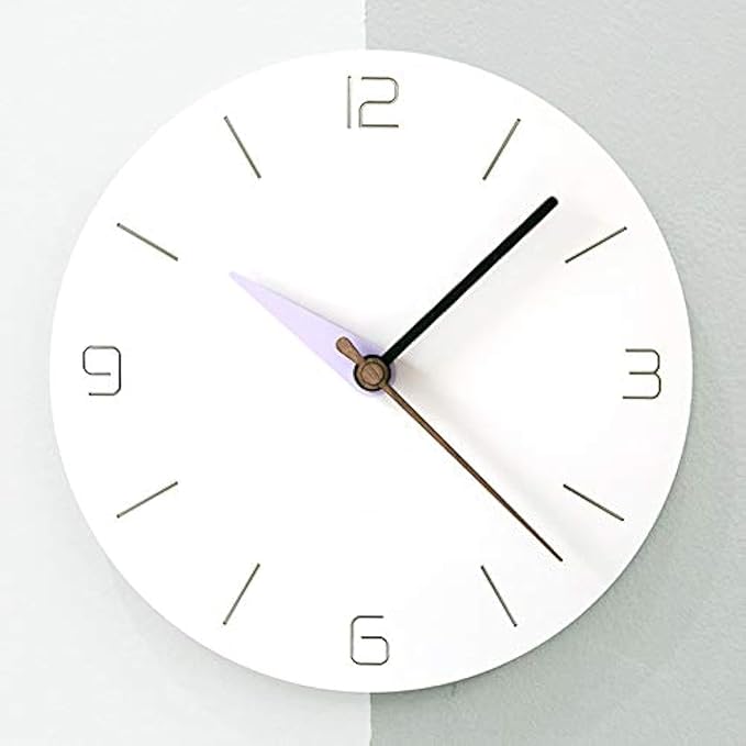 Stephanie Imports Modern Minimalist White & Pastel Purple Silent Wall Clock-Ruum Studio Home