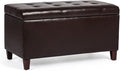 Asense Storage Ottoman Bench, Faux Leather Upholstered End of Bed Bench with Safety Hinge Wooden Legs, for Entryway Bedroom (Chocolate Brown, 33.3")-Ruum Studio Home