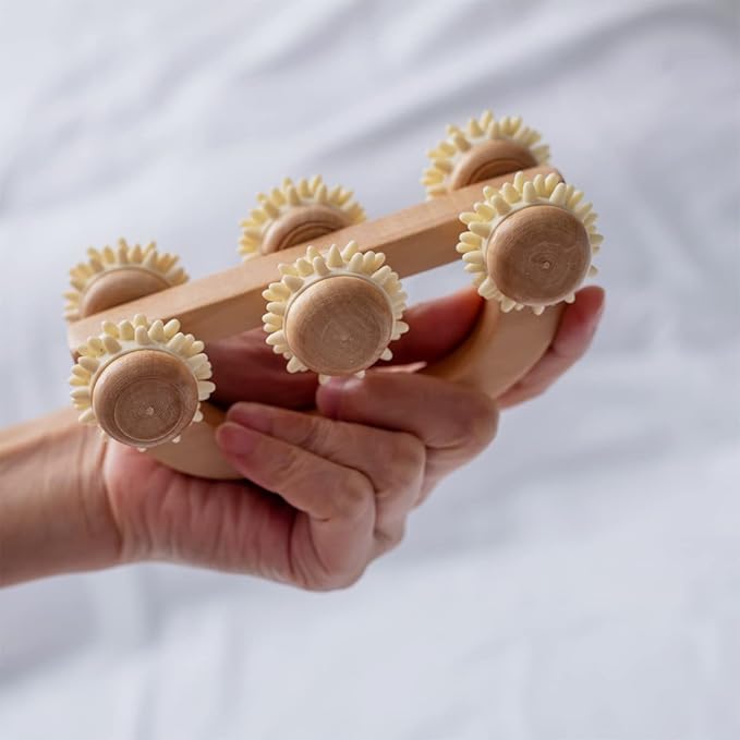 Handheld Massage Roller for Sore Muscle, Wood Therapy Massage Tools for Body, Wooden Fascia Roller for Deep Tissue, Lymphatic Drainage Massager for Legs/Thighs/Butt-Ruum Studio Home