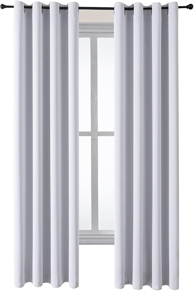 ChrisDowa Grommet Room Darkening Curtains for Bedroom and Living Room - 2 Panels Set Thermal Insulated Blackout Curtains (Greyish White, 52W x 72L)-Ruum Studio Home
