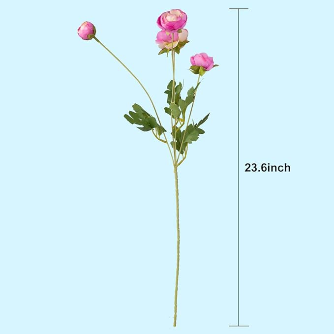 Artificial Silk Flowers Ranunculus Flower for Wedding Home Decoration 5 PCS Purple-Ruum Studio Home