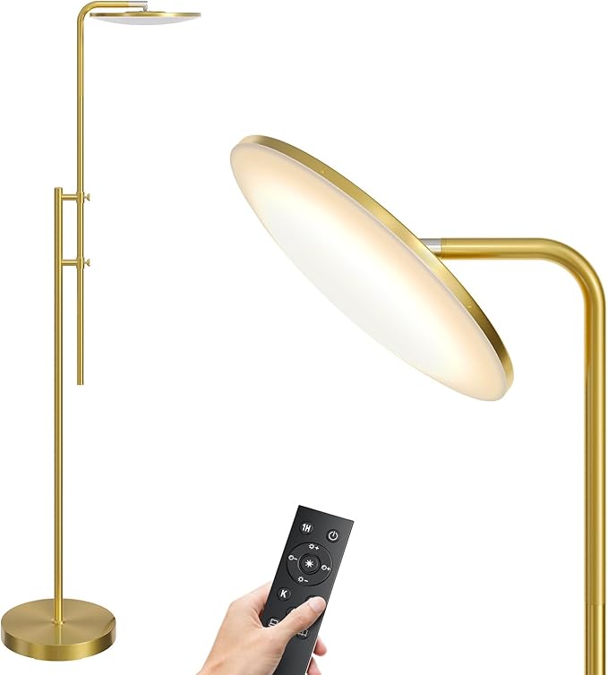 SUNMORY 32W/3000LM Floor Lamps, Super Bright LED Standing Lamp with Remote Control, Adjustable Tall Lamp with 350°Rotating Head, Modern Dimmable Torchiere Corner Lamp for Living Room, Bedroom, Office-Ruum Studio Home