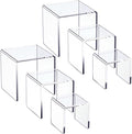 HIIMIEI Clear Acrylic Display Risers 2 Sets, 3-Tier Risers Stands Showcase for Amiibo Funko Pop Figures, Dessert, Jewelry-5"x6"x7"-Ruum Studio Home