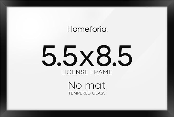 Homeforia 5.5 x 8.5 Business License Frame Black, High End Metal 5.5x8.5 Certificate Frames, 8.5x5.5 Document Frames for Wall or Tabletop, 5.5 by 8.5 Picture Frames, Tempered Glass, Wall Kit, Set of 1-Ruum Studio Home