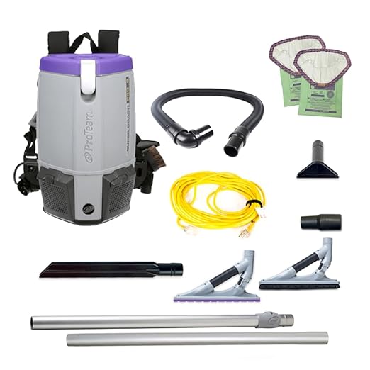 ProTeam Super Coach Pro 6 Commercial Backpack Vacuum with ProBlade Hard Surface and Carpet Tool Kit, 6 Quart, Corded, 107535-Ruum Studio Home