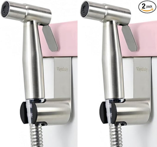 Handheld Bidet Sprayer for Toilet 2 PCS - Bidets for Existing Toilets Adjustable Water Pressure with Bidet Hose for Feminine Wash, Stainless Steel Muslim Shower Jet Spray for Toilet-Ruum Studio Home