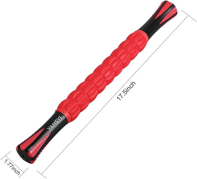 Yansyi Muscle Roller Stick for Athletes - Body Massage Roller Stick - Release Myofascial Trigger Points Reduce Muscle Soreness Tightness Leg Cramps & Back Pain for Physical Therapy & Recovery (Red)-Ruum Studio Home