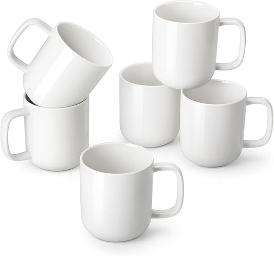 vancasso Porcelain Coffee Mugs Set, 16 oz Ceramic Coffee Cups for Americano Hot Tea Iced Coffee Cold Brew Cocoa Milk Mugs Set of 6, Dishwasher & Microwave Safe, White-Ruum Studio Home