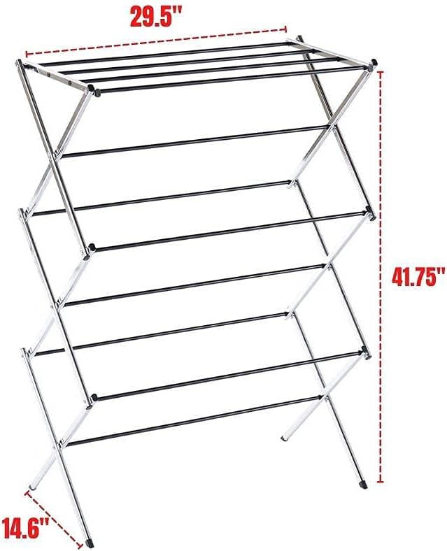 Displays By Jack Portable Collapsible Clothing Dryer Rack, Foldable Drying Rack for Clothes, Lingerie, Towels, Linens, Laundry Home Apartment Must Haves, Metal Chrome Finish-Ruum Studio Home