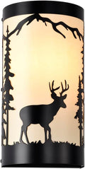 Wall Light Fixtures,Deer Cream White Parchment Rustic Wall Sconces,Farmhouse E26 Base Wall Sconce Light,Industrial Metal Black Sconce,Wall Lamps for Bedroom,Living Room,Hallway,Stairway-Ruum Studio Home