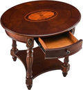 MODERION Solid Wood End Table with Drawer, Oval Sofa Side Table, Storage Shelf, Living Room Corner Table, Nightstand, 24”H Cherry Walnut CJZ1533WD-DR-Ruum Studio Home