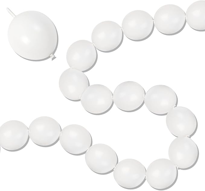 White Link Balloons, 100PCS Linking Balloons with Tail for Making Balloon Wall Arch and Chains, Pearl Quick Balloon for Wedding Birthday Baby Shower Engagement Graduation Party Decorations (6inch)-Ruum Studio Home