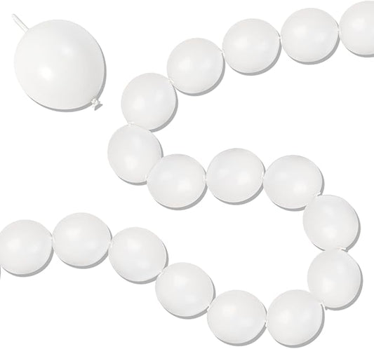 White Link Balloons, 100PCS Linking Balloons with Tail for Making Balloon Wall Arch and Chains, Pearl Quick Balloon for Wedding Birthday Baby Shower Engagement Graduation Party Decorations (6inch)-Ruum Studio Home