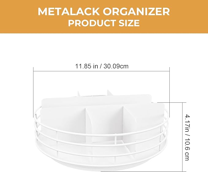 Snack Organizer - Versatile Snack Storage, Lazy Susan with Convenient Grab-and-Go Design, Metal Snack Holder for Home, Office, Breakroom, 11.85" L x 11.85" W x 4.17" H (White)-Ruum Studio Home