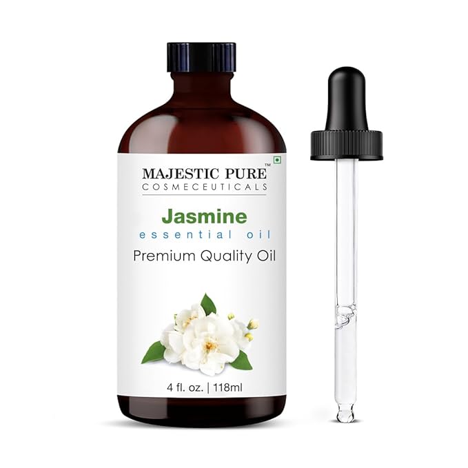 Majestic Pure Jasmine Essential Oil with Glass Dropper - Huge 4 Fl Oz - 100% Pure and Natural Jasmine Oil - Premium Grade Essential Oils for Diffuser, Aromatherapy, Soap and Candle Making-Ruum Studio Home