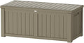 150 Gallon Outdoor Storage Box Waterproof Lockable Resin Deck Box Large, Patio Storage Bin for Pool Accessories Cushion Furniture, Garden Tools, UV-Resistant Outside Delivery Grey-Ruum Studio Home