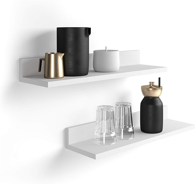 Mobili Fiver, Set of 2 Rachele Shelves, 31.49 in, Matt White, Made in Italy-Ruum Studio Home