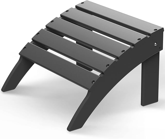 GREENVINES Adirondack-Ottoman | HDPE Plastic | Outdoor Footrest | All Weather | Foot Rest | Foot Stool | Grey | for Adirondack Chair | for Patio Backyard Pool-Ruum Studio Home