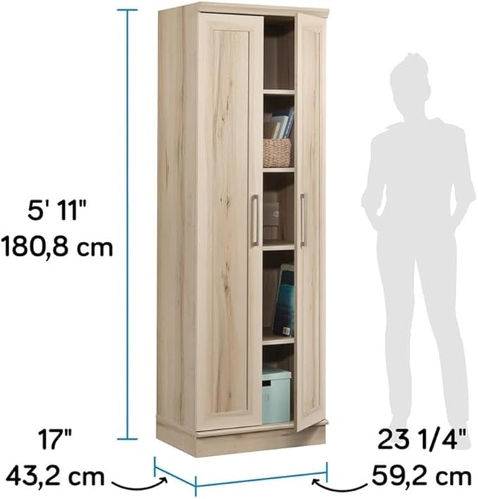 Sauder HomePlus Two Door Storage Cabinet/Pantry Cabinet, Pacific Maple Finish-Ruum Studio Home