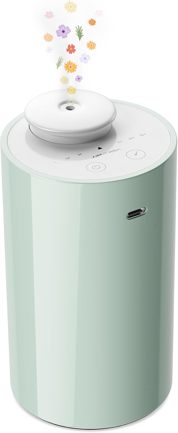 Waterless Diffuser for Essential Oil, Battery Operated Nebulizer, 0.7 Fl.Oz./ 20mL Capacity, Mini Scent Air Machine, 3 Countdown Timers & 3 Mist Levels for Home, Room, Car, Office - AN6 Green Lily-Ruum Studio Home