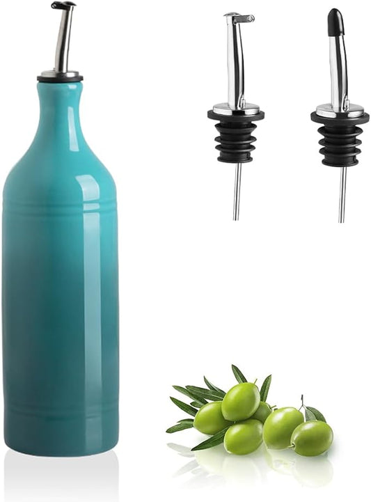 Sweejar Large Ceramic Olive Oil Dispenser Bottle, Opaque Oil Cruet Protects Oil to Reduce Oxidation, Storage Oil, Vinegar, Soy Sauce & Other Liquids, Pack of 1, 24 Fl Oz (Gradient Blue)-Ruum Studio Home
