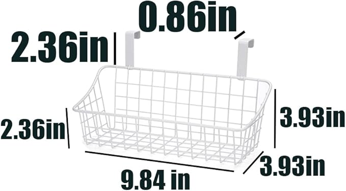 LeleCAT White Basket with hook Grid Storage Basket, Hang it behind a door or on a railing,Over the Cabinet Door,1 Pack-Ruum Studio Home