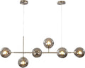 KCO Modern 6-Light Ceiling Pendant Lighting Mid-Century Glass Globes Sputnik Pendant Lamp Hanging Adjustable Chandelier for Kitchen Island Living Dining Room (Silver+Smoke Grey)-Ruum Studio Home