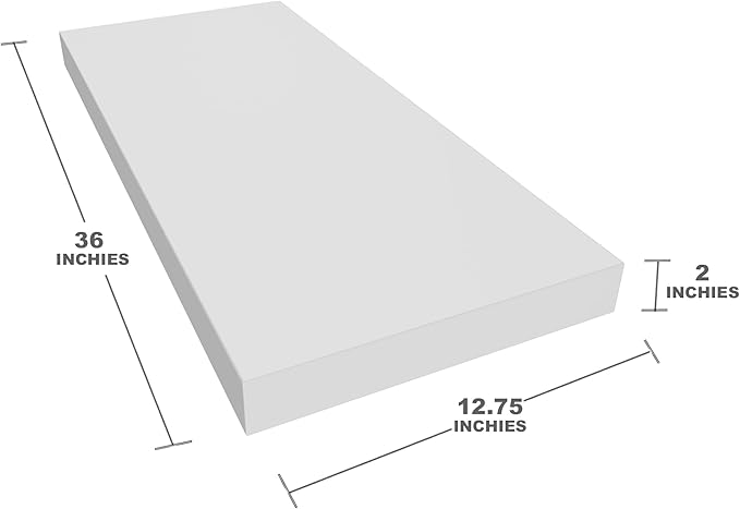 Floating Shelf, Set of 2 Wall Shelf, 36 in W x 12.75 in D x 2 in H Wooden Floating Wall Shelf with Invisible Brackets for Living Room/Bedroom/Bathroom/Kitchen Storage and Decor, White-Ruum Studio Home