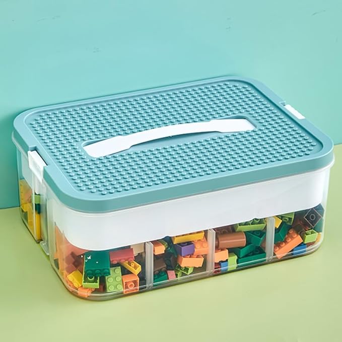 Toys Organizer Storage Case for Lego Box Kids Toy Stackable Building Blocks with Lids Bins Adjustable Lego Storage Containers Plastic Toy Box 1 Layer-Ruum Studio Home