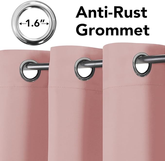 H.VERSAILTEX Blackout Window Curtain Panels Thermal Insulated Room Darkening Solid Grommet Curtains/Drapes for Bedroom Privacy Protection (Set of 2 Panels,52 by 63 Inch Long, Baby Pink)-Ruum Studio Home