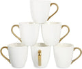 vicrays Coffee Mug Set, 11 Ounce, Set of 6, Ceramic Mug for Men, Women, Unique Glazed Mugs with Handle for Coffee, Tea, Milk, Cocoa, Cereal(White with Golden)-Ruum Studio Home