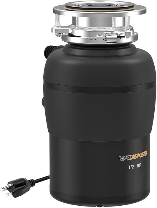 Garbage Disposal 1/2 HP Easy install Quiet with Stopper Power Cord, Kitchen sink Food Waste Disposer Continuous Feed, Stainless Steel Grind Half Horsepower AC Motor Unit (MAX-3)-Ruum Studio Home