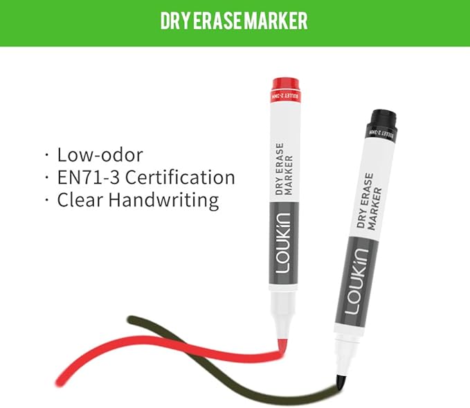 LOUKin Magnetic and Adhesive Marker Holder, Dry Erase Accessory Tray Set (Includes 1 Eraser, 1 Cleaner, 2 Dry Erase Markers and 6 Magnets), Ideal for Office, School or Home Use.-Ruum Studio Home