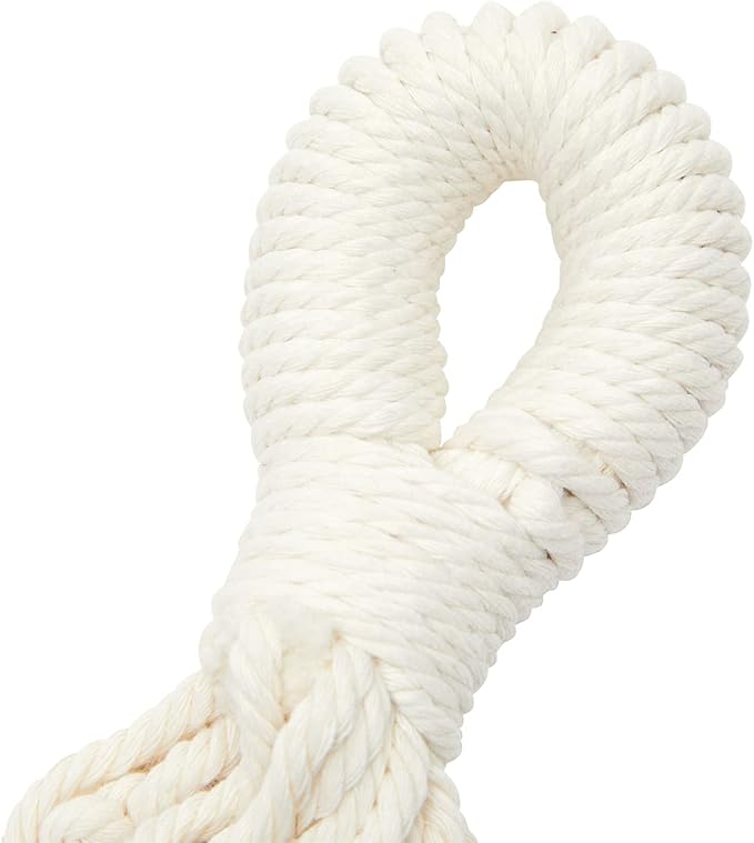 Okuna Outpost Macrame Hanging Fruit Basket Hammock for Kitchen - 6 x 25 x 15 in - White Cotton Modern - Under-Cabinet Storage with 2 Hooks for Bananas-Ruum Studio Home