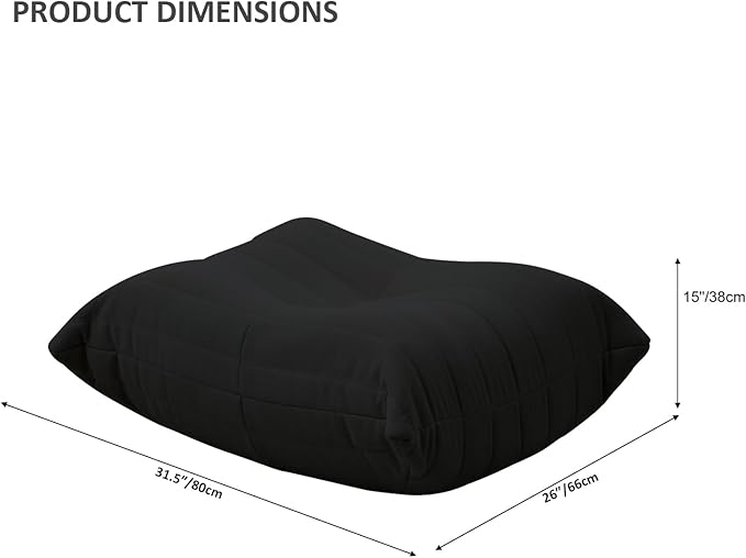 Luxury Ottomans, Modern Square Foot Rest for Sofa Couch Chair, Lazy Floor Seating, Fireside Bean Bag Chair, Tatami Sofa Lounger for Living Room, Bedroom, Office, Black-Ruum Studio Home