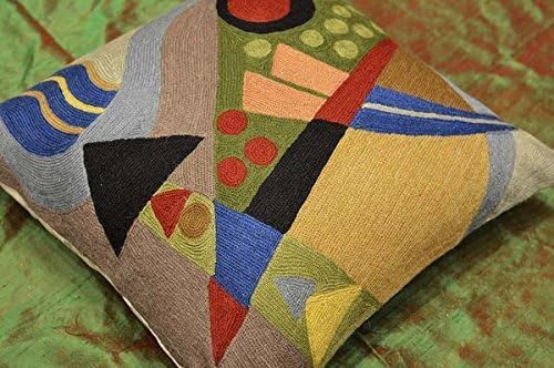 Kandinsky Abstract Pillow Cover - Original | Modern Toss Pillows Modern Chair Cushion Contemporary Pillowcase Farmhouse Chair Cushion Couch Handmade Wool Size 18x18-Ruum Studio Home