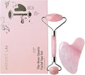 Mount Lai Rose Quartz Gua Sha Facial Tools, Pink Quartz Gua Sha Facial Tools Set and Roller, Guasha Tool for Face to Relieve Muscle Tension and Reduce Puffiness, Anti Aging Skin Care Sets for Women-Ruum Studio Home