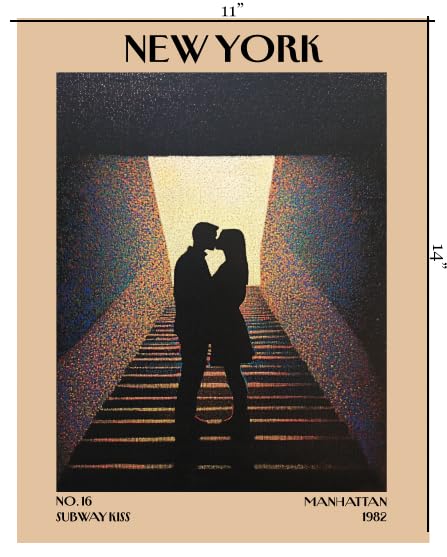Retro Vintage New York Wall Art Print - 11x14 Unframed Poster - New York City Souvenirs, Cute Trendy Colorful Wall Decor (Kiss on the Subway, 11x14")-Ruum Studio Home