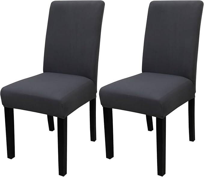 JQinHome Dining Chair Covers Dining Room Chair Slipcovers, 2 Pack High Stretch Removable Washable Parsons Chair Slipcover for Home Party Hotel Wedding Ceremony (Grey)-Ruum Studio Home