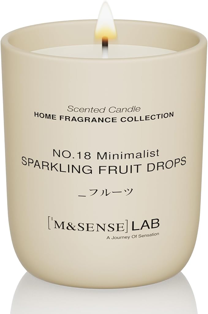 M&SENSE Natural Soy Candle| Sparkling Fruit Drops | 5.3 oz | Minimalist Scented Candle for Relaxation, Gifting, Home Décor | for Bedroom, Office, Party Small-Ruum Studio Home