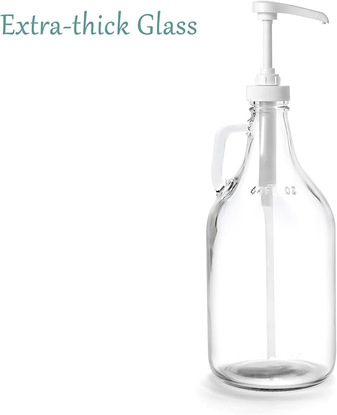 Glass Laundry Detergent Dispenser with Pump, 64OZ Liquid Laundry Soap Dispenser, Fabric Softener Dispenser Bottle for Laundry Room Organization and Storage, 1 Pack-Ruum Studio Home