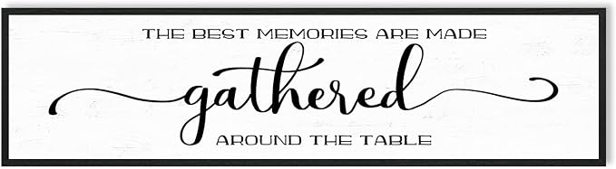 The Best Memories Are Made Gathered Around The Table Wall Decor: Farmhouse Kitchen Wall Art Framed Large Rustic Kitchen Sign Modern Dining Room Wall Decor Hanging Wall Plaques 12"x40"-Ruum Studio Home