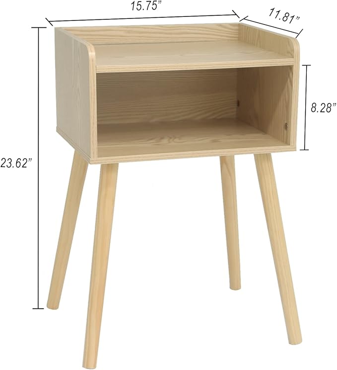 MaxSmeo Nightstand, Mid Century Modern Side Table Bedroom with Storage, Small End Bedside Table with Solid Wood Legs for Living Room, Office Small Spaces (Natural)-Ruum Studio Home