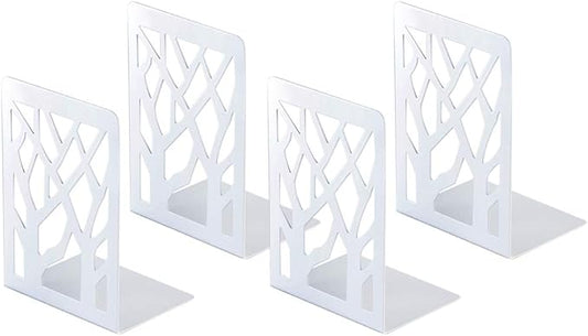 Book Ends, Bookends, Bookends for Shelves, Bookend, Book Ends for Heavy Books, White Metal Book Shelf Holder Home Decorative, Book Stoppers for Shelves, Bookend Supports 2 Pair-Ruum Studio Home