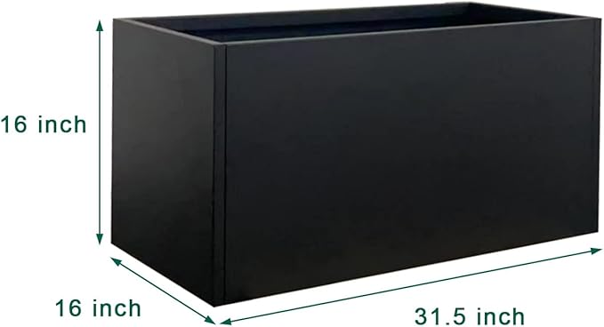 Galvanized Steel Metal Planter Rectangular Indoor Black Planter Box Large Outdoor Planters Steel 31.5" x 16" x 16" Commercial Residential for Patio, Deck, Garden-Ruum Studio Home